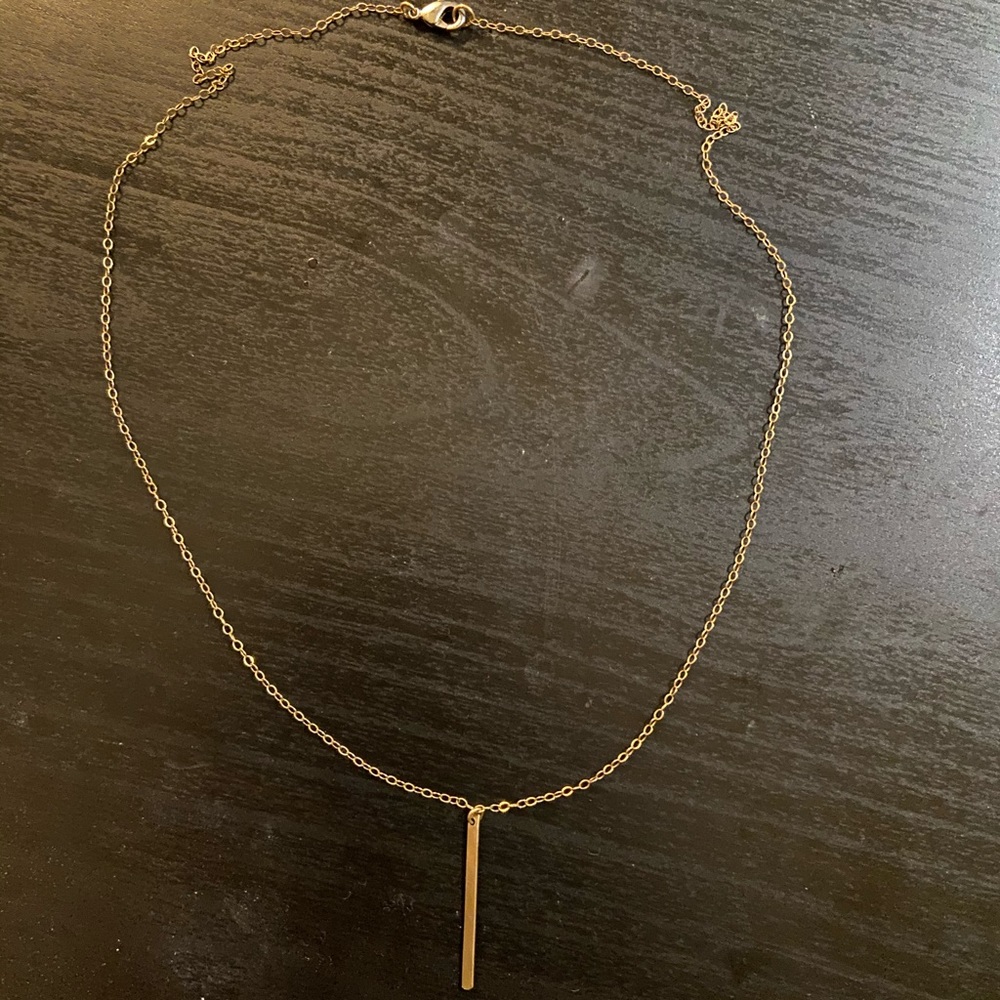 Dainty Simple Gold Bar Necklace